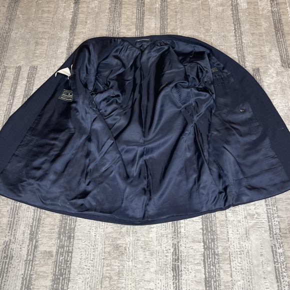 Ermenegildo Zegna Blazer Mens Large Navy Double Breasted Super 100s FLAWS READ* - Picture 3 of 16